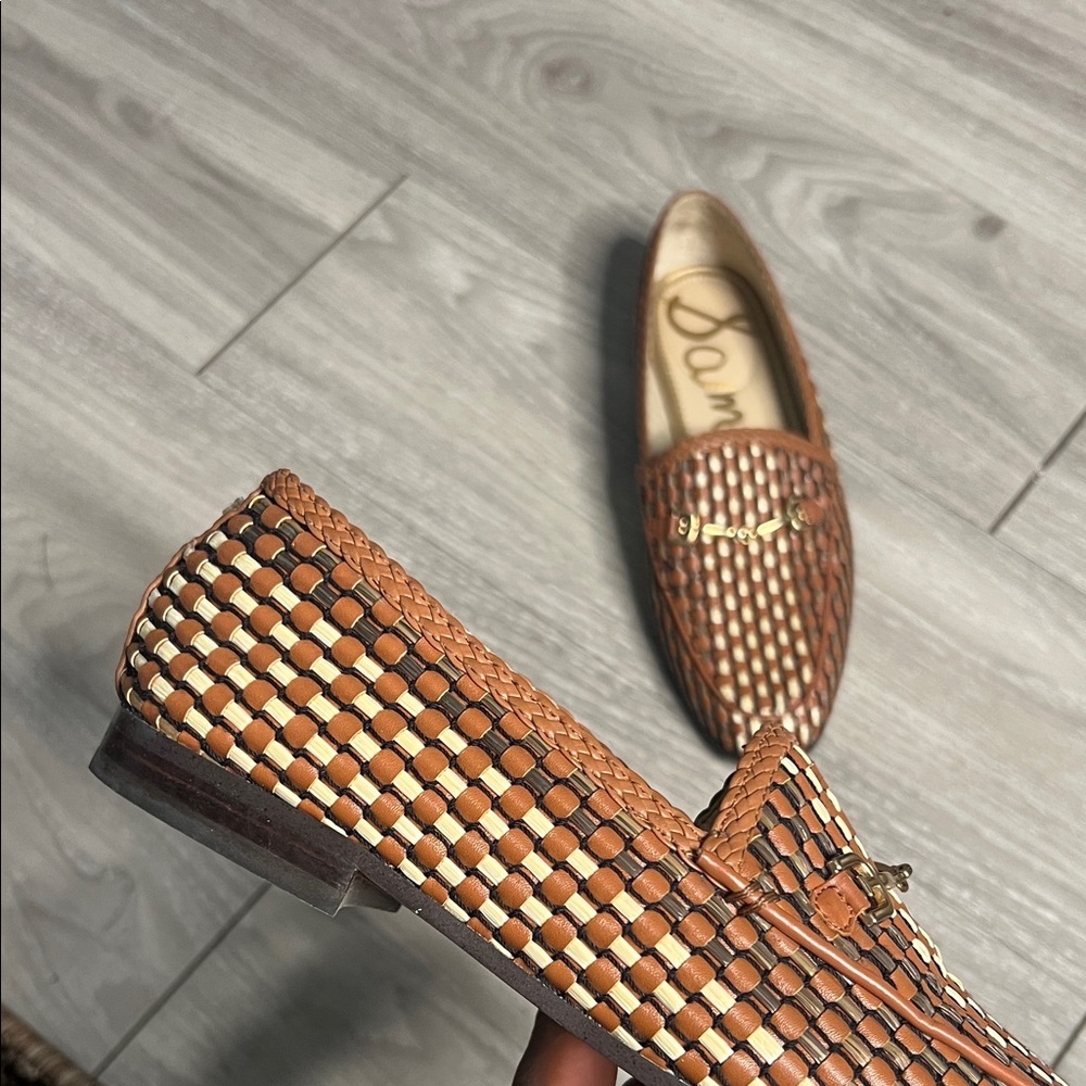 Sam Edelman Brown and Cream Woven Moccasins - Picture 9 of 16